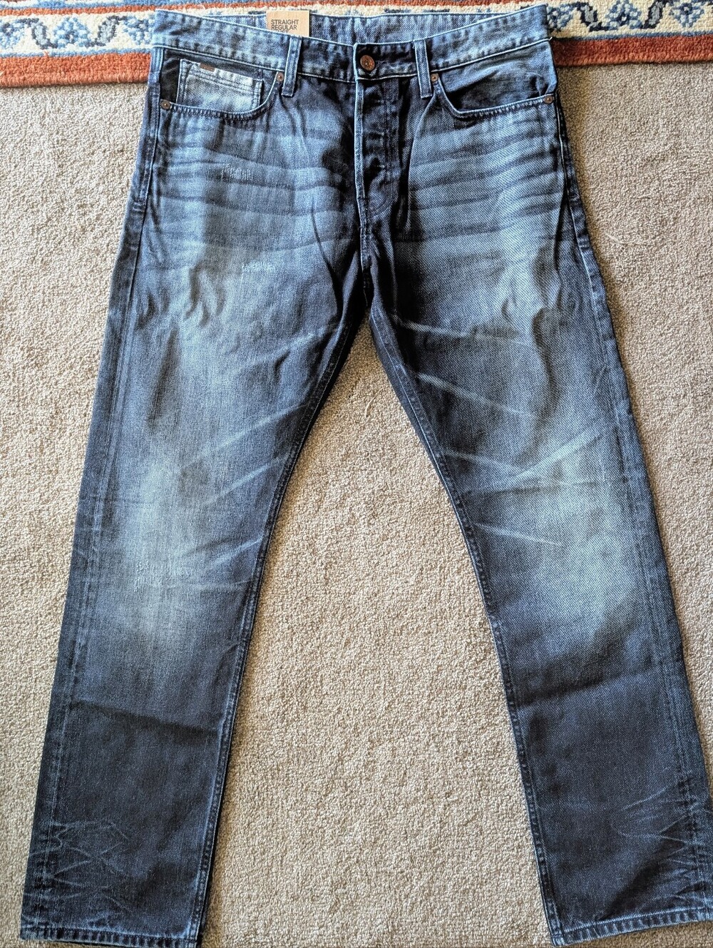 H&M &DENIM Men's Straight Regular Fit Jeans - Dark Wash Blue Size 34/32 NWT